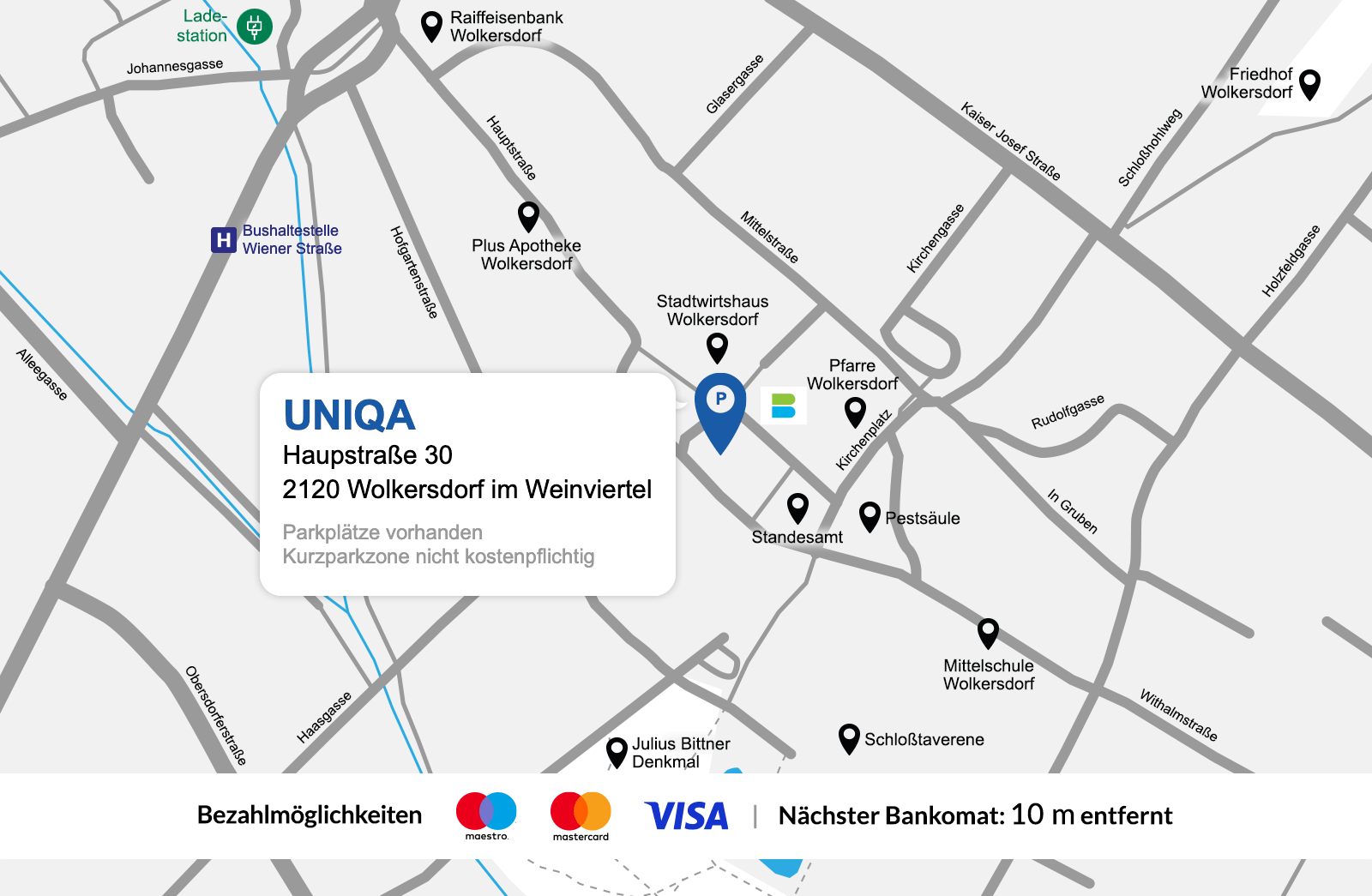 Eine detaillierte gezeichnete Karte der UNIQA Generalagentur Schütz & Partner